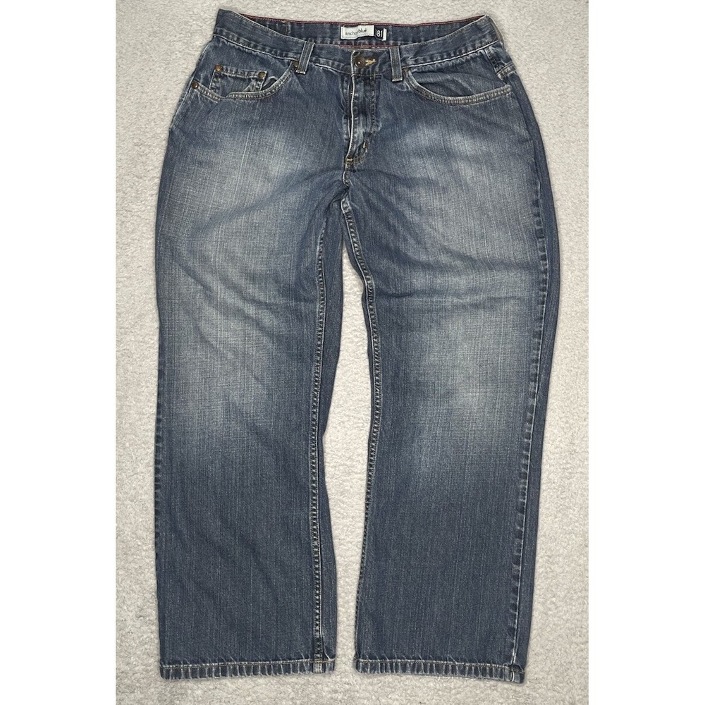 Vintage Anchor Blue Jeans Mens 33x30 Blue Denim Loose Baggy Relaxed Skater Y2K